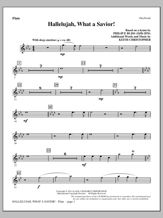 Produktbild zu: Hallelujah, What A Savior! - Flute