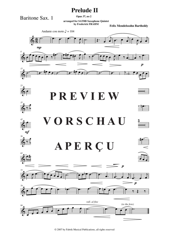 Product gallery: Page 20 of 21 Prelude 2 , , (Saxophone Quintet SATBB)