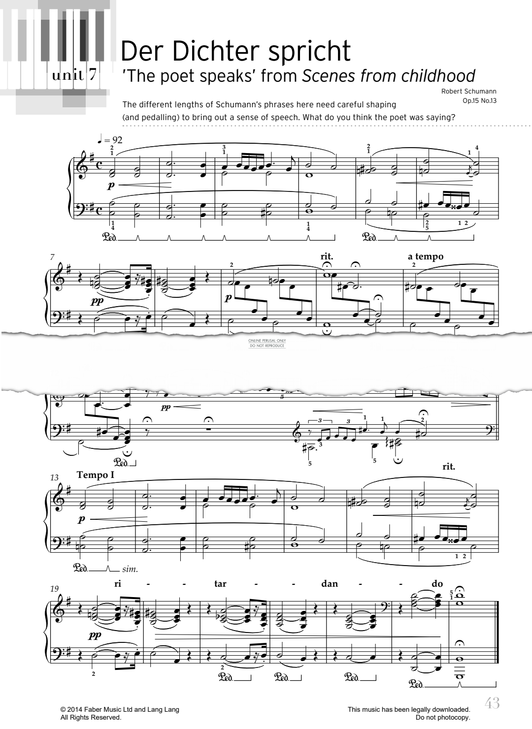 Produktgalerie: Seite 1 von 1 Der Dichter Spricht (The Poet Speaks) (from ‘Scenes from Childhood’) (Op. 15 No.13), Robert Schumann, Klavier