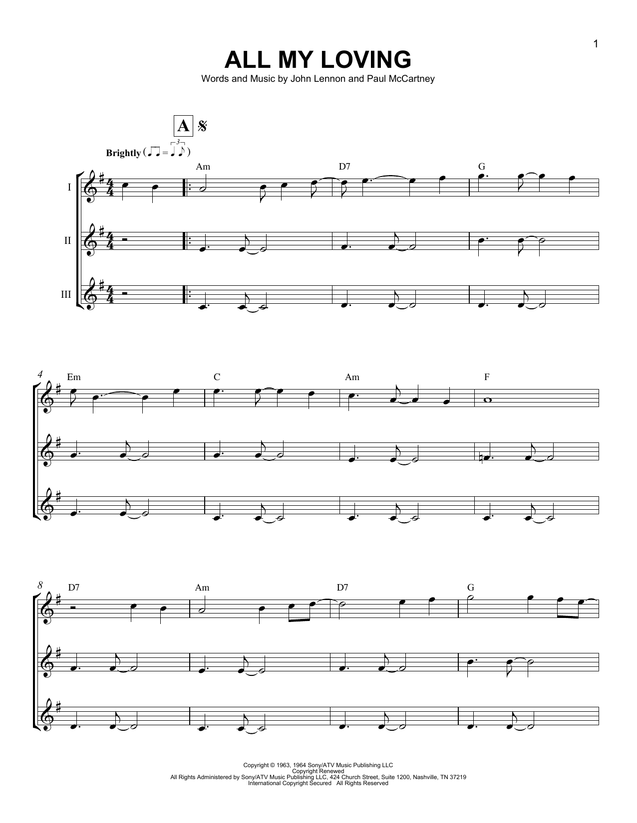 Product gallery: Page 1 of 1 All My Loving, The Beatles