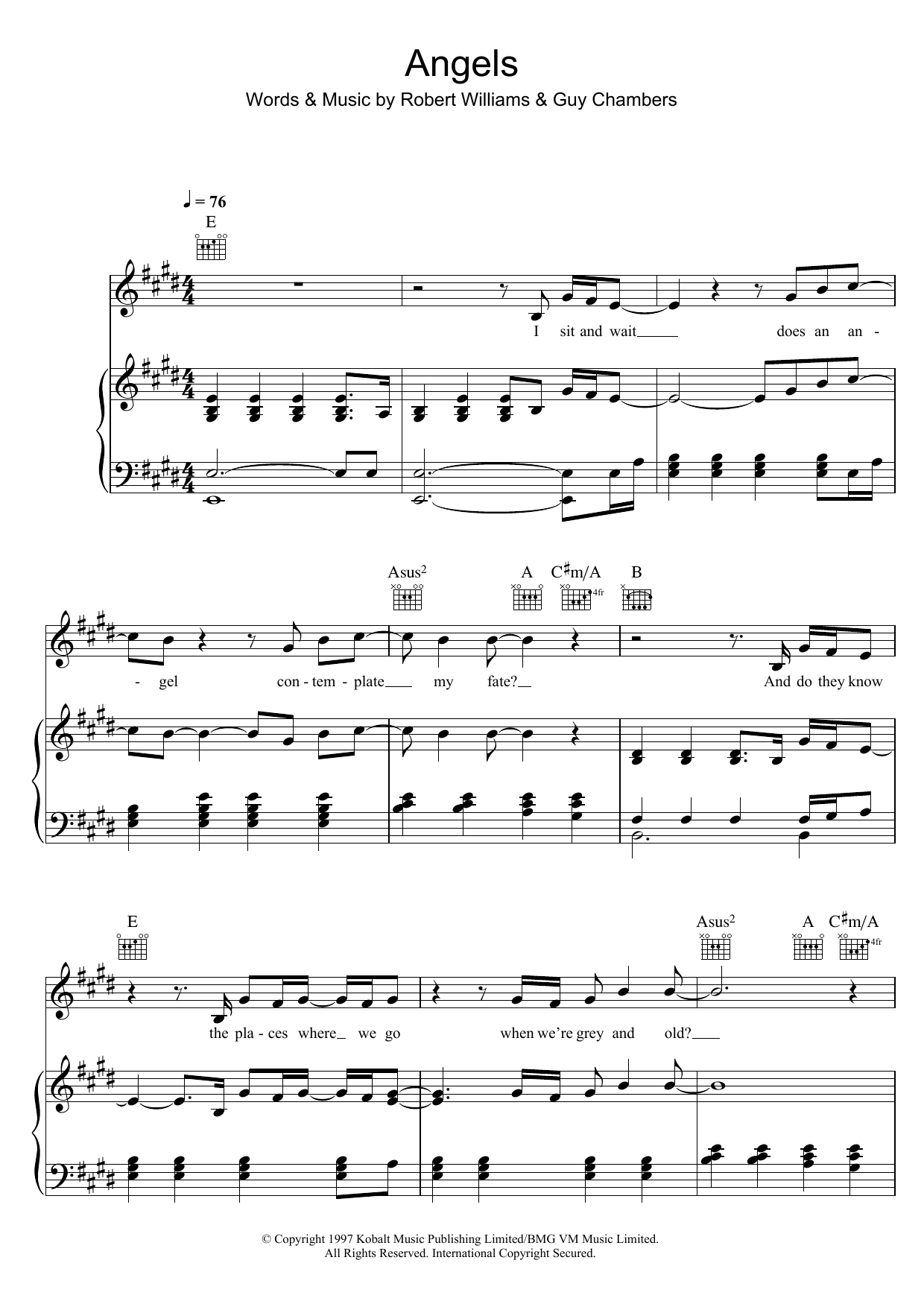 Produktgalerie: Seite 1 von 1 Angels, Robbie Williams, Gesang, Gitarre, Klavier