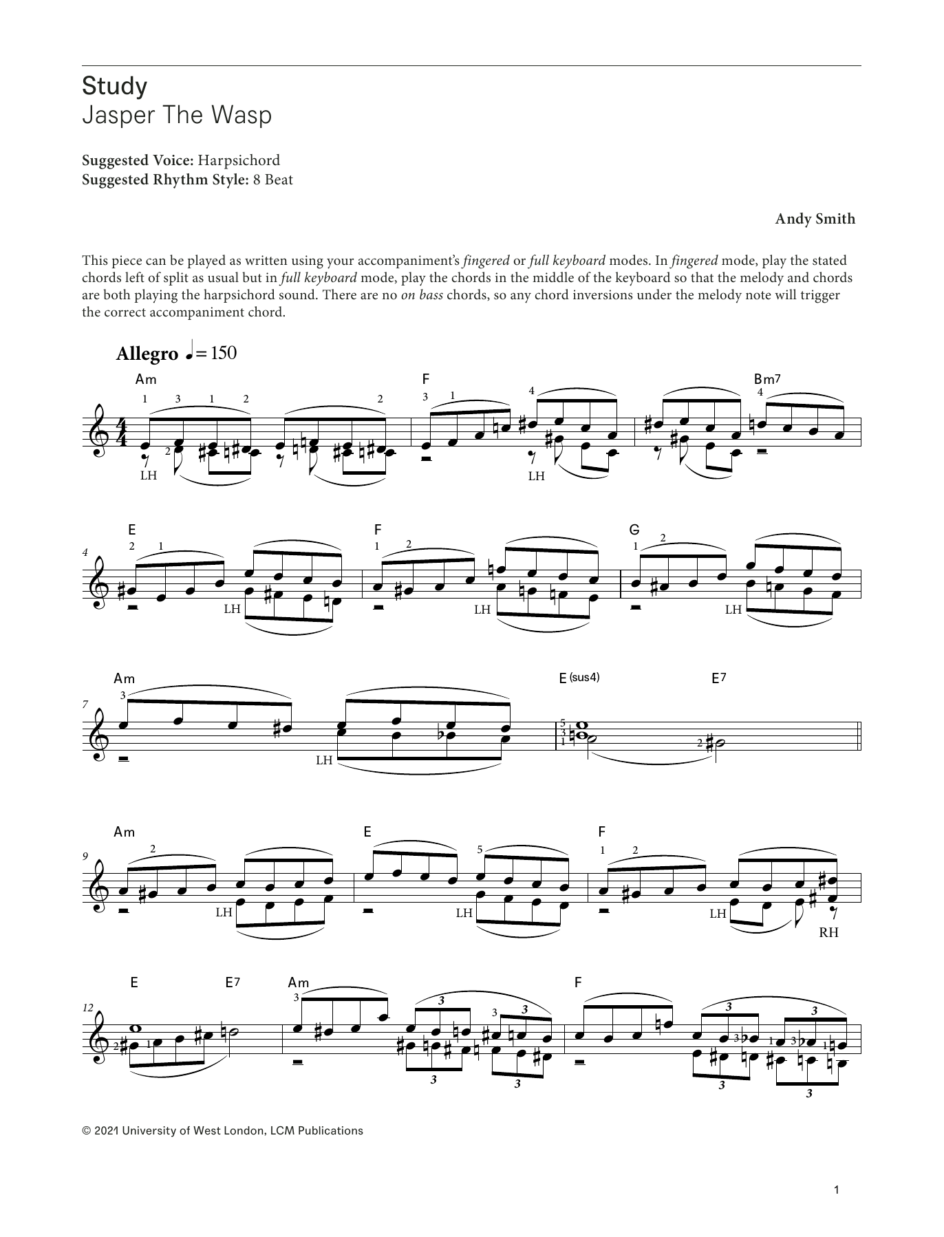 Produktgalerie: Seite 1 von 1 Jasper The Wasp (from LCME Electronic Keyboard Study Grade 8), Andy Smith, Klavier