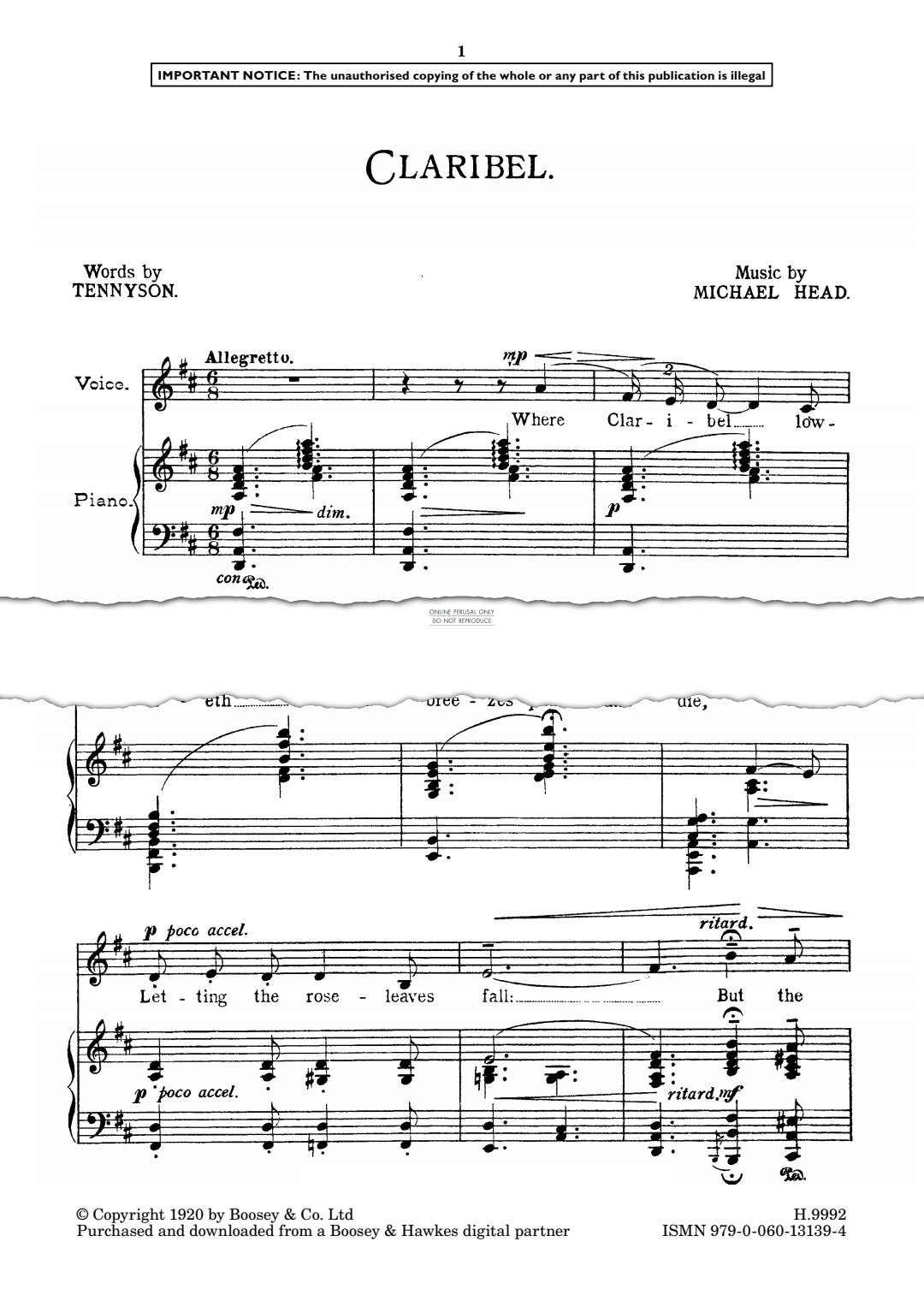 Produktgalerie: Seite 1 von 1 Claribel, Michael Head, Gesang, Klavier