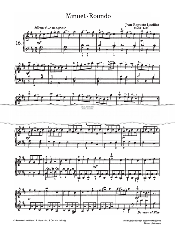 Produktgalerie: Seite 1 von 1 Minuet - Roundo, Jean Baptiste Loeillet, Klavier