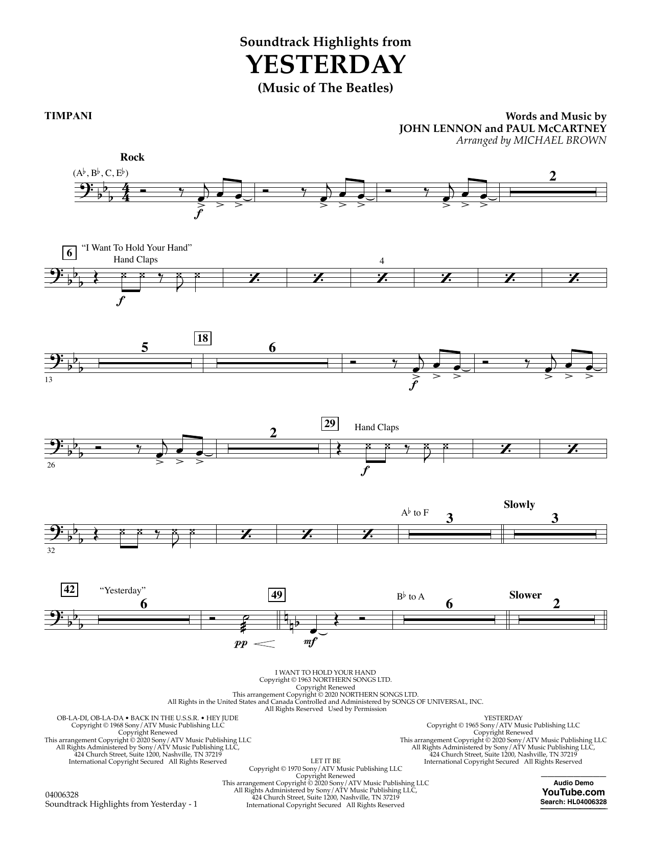Produktgalerie: Seite 1 von 1 Highlights from Yesterday (Music Of The Beatles) (arr. Michael Brown) - Timpani, The Beatles, Ensemble