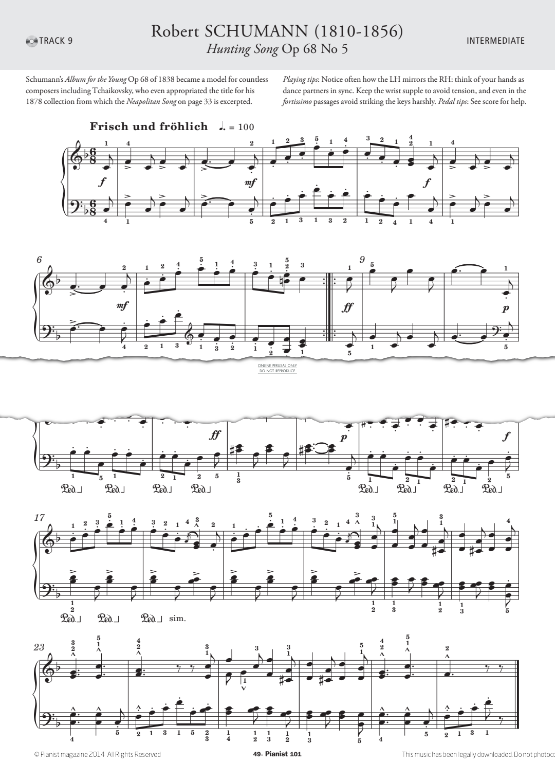 Product gallery: Page 1 of 1 Hunting Song Op.68, No.5, Robert Schumann