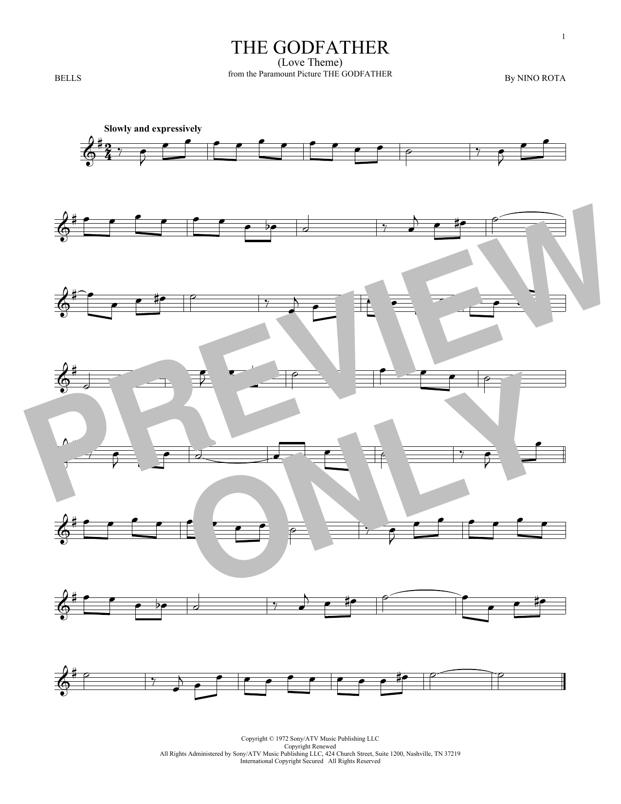 Produktgalerie: Seite 1 von 1 The Godfather (Love Theme), Nino Rota, Percussion