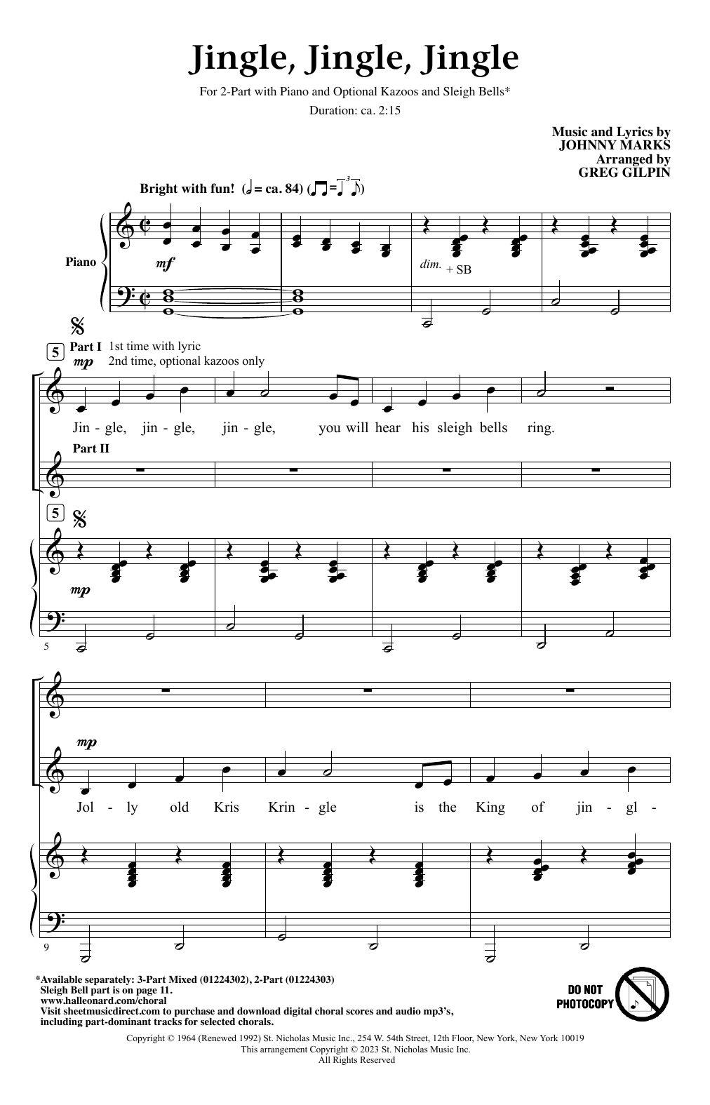 Product picture to: Jingle, Jingle, Jingle (arr. Greg Gilpin)