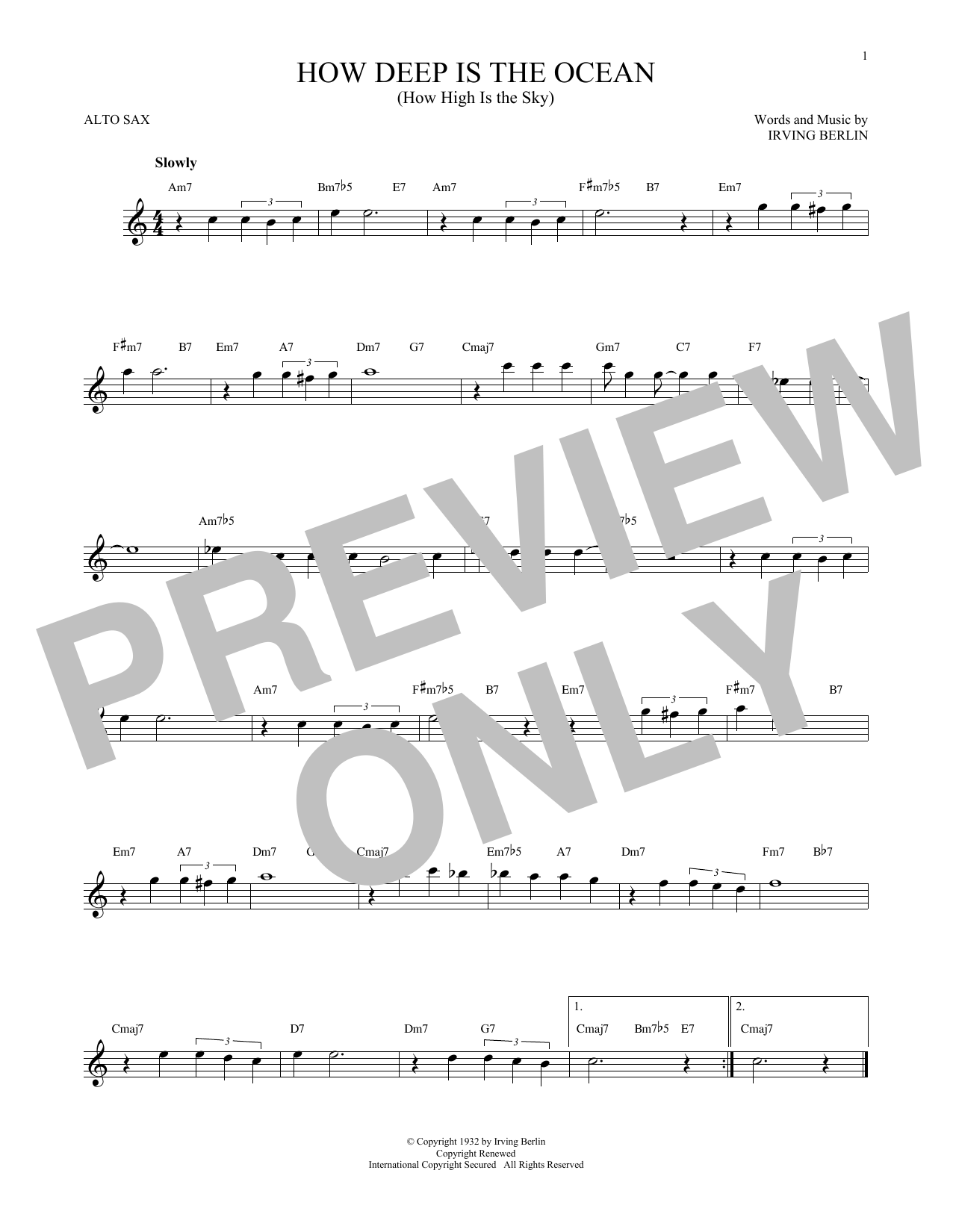 Product gallery: Page 1 of 1 How Deep Is The Ocean (How High Is The Sky), Irving Berlin