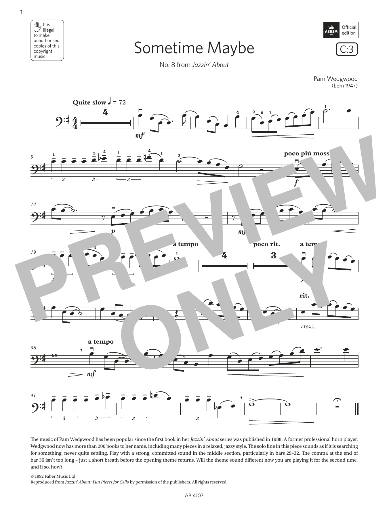 Produktbild zu:  Sometime Maybe (Grade 4, C3, from the ABRSM Cello Syllabus from 2024) - Pam Wedgwood