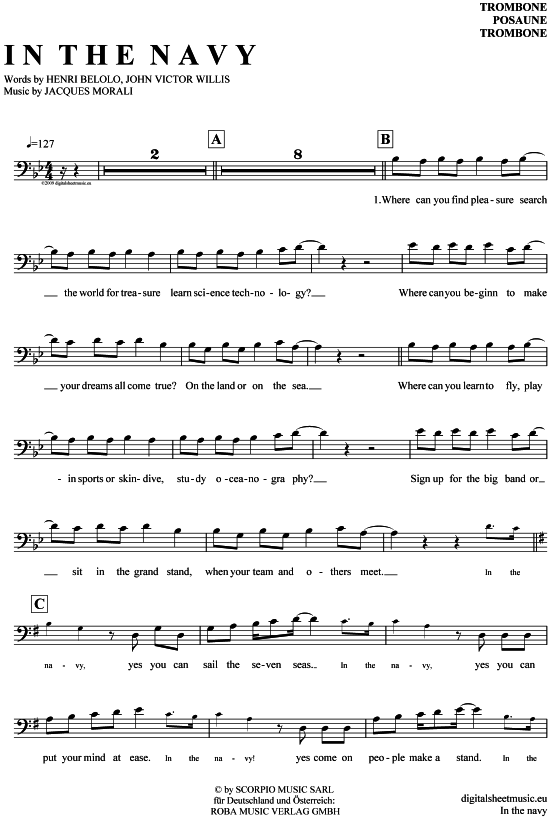 Product gallery: Page 1 of 4 In the navy , Village People, (Posaune / Bariton)