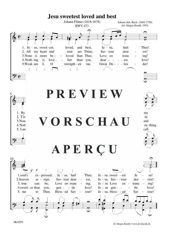 Produktgalerie: Seite 1 von 1 Jesu sweetest loved and best BWV 473, , Gemischter Chor