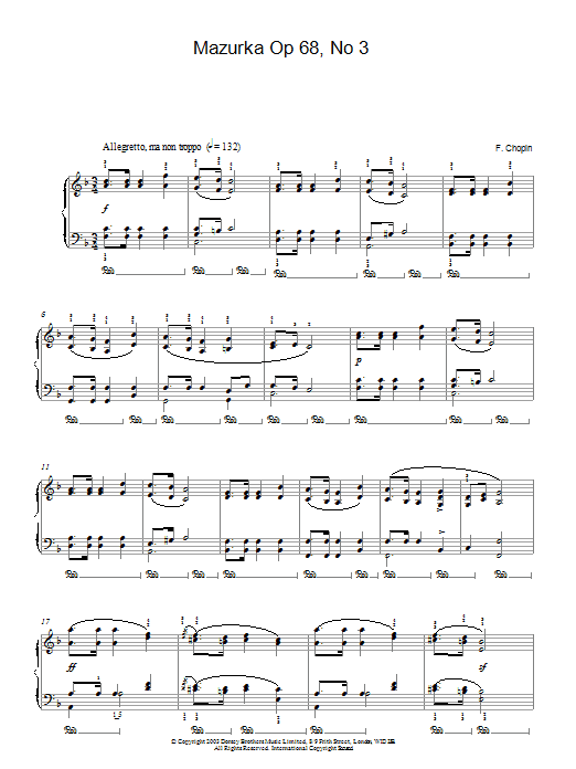 Product gallery: Page 1 of 1 Mazurka Op. 68, No. 3, Frederic Chopin