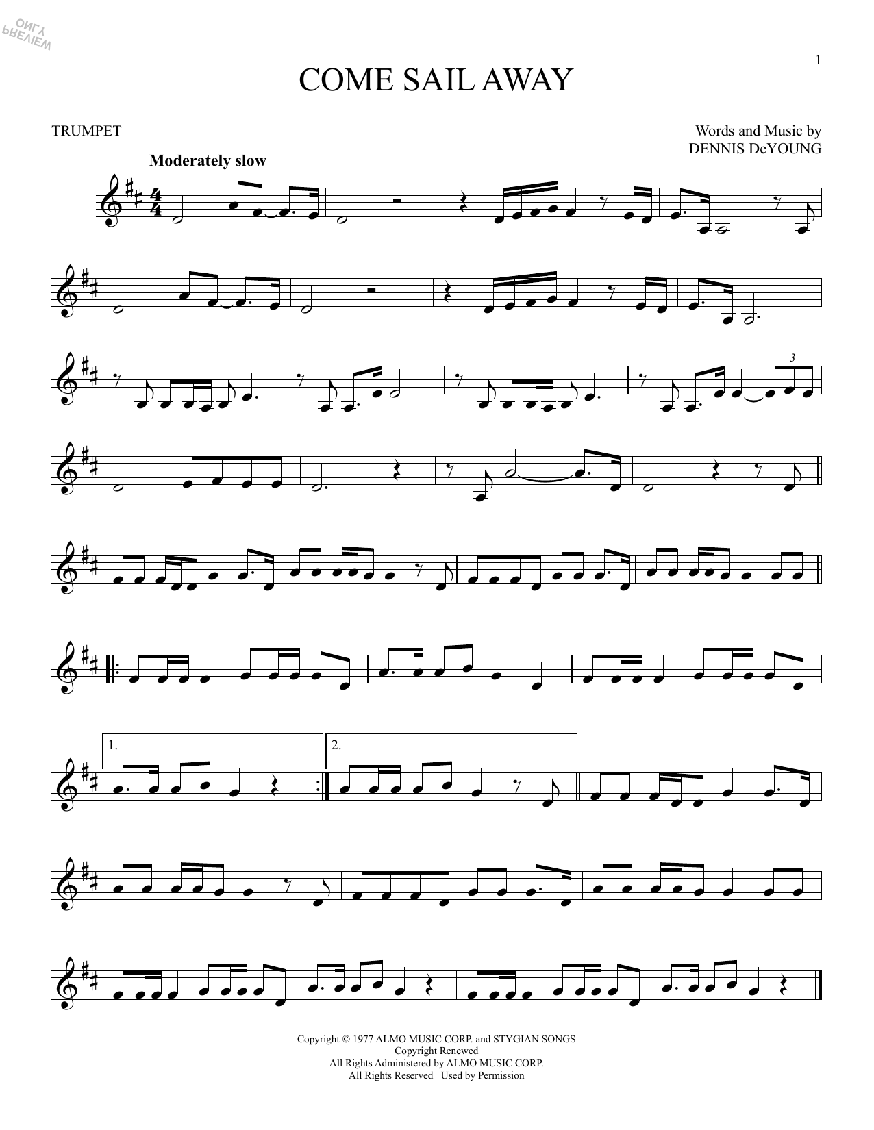 Produktgalerie: Seite 1 von 1 Come Sail Away, Styx, Trompete