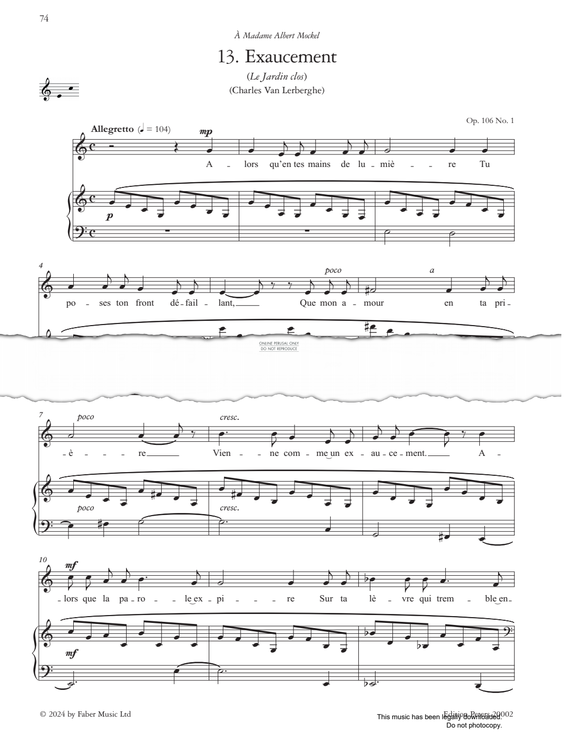 Produktgalerie: Seite 1 von 1 Exaucement Op.106, No.1, Gabriel Fauré, Gesang, Klavier