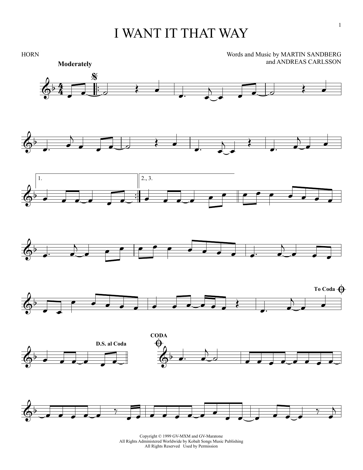 Produktgalerie: Seite 1 von 1 I Want It That Way, Backstreet Boys, Horn