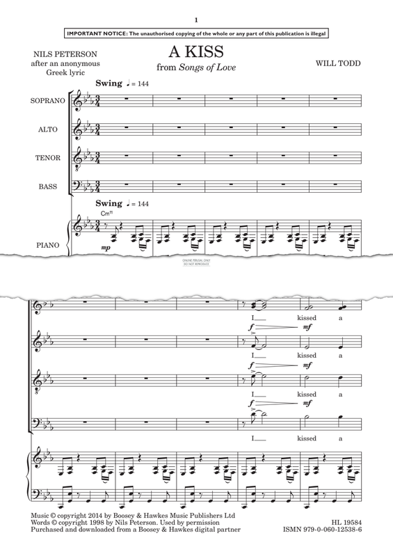 Product gallery: Page 1 of 1 A Kiss (from 'Songs of Love'), Will Todd