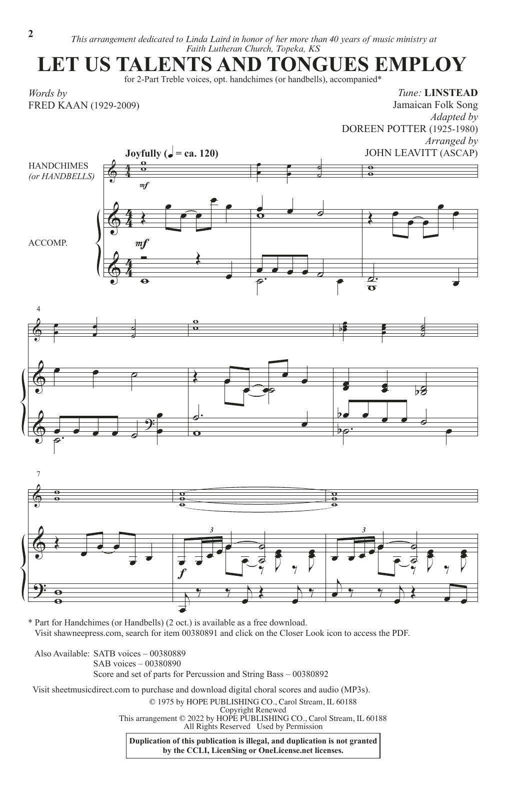 Produktbild zu: Let Us Talents And Tongues Employ (arr. John Leavitt)