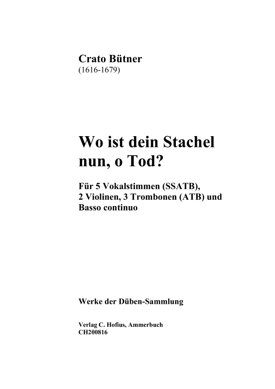 Produktbild zu: Wo ist dein Stachel nun, o Tod?