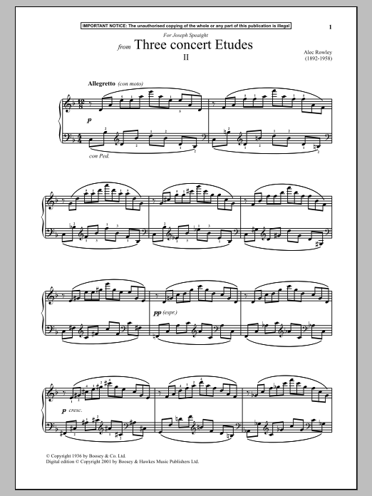 Product gallery: Page 1 of 1 Three Concert Etudes, II., Alec Rowley