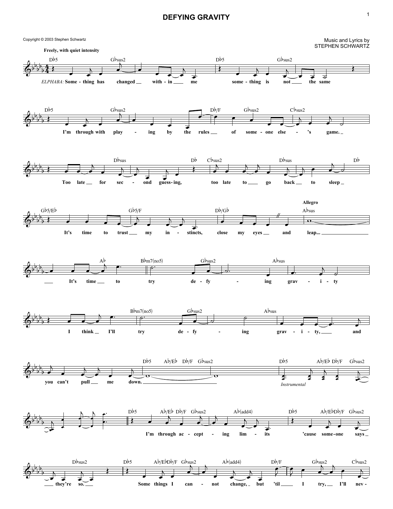 Produktbild zu: Defying Gravity (from Wicked)