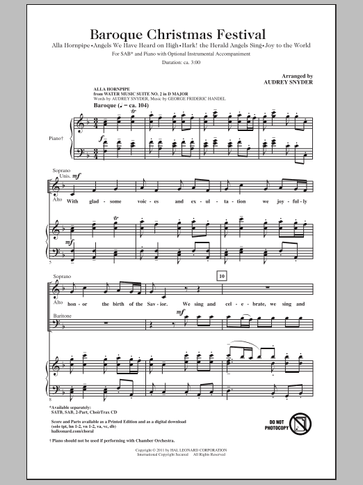 Product gallery: Page 1 of 1 Baroque Christmas Festival (Medley), Audrey Snyder