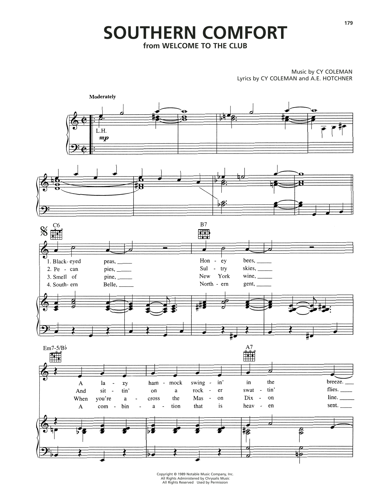 Produktgalerie: Seite 1 von 1 Southern Comfort (from Welcome To The Club), Cy Coleman, Gesang, Gitarre, Klavier