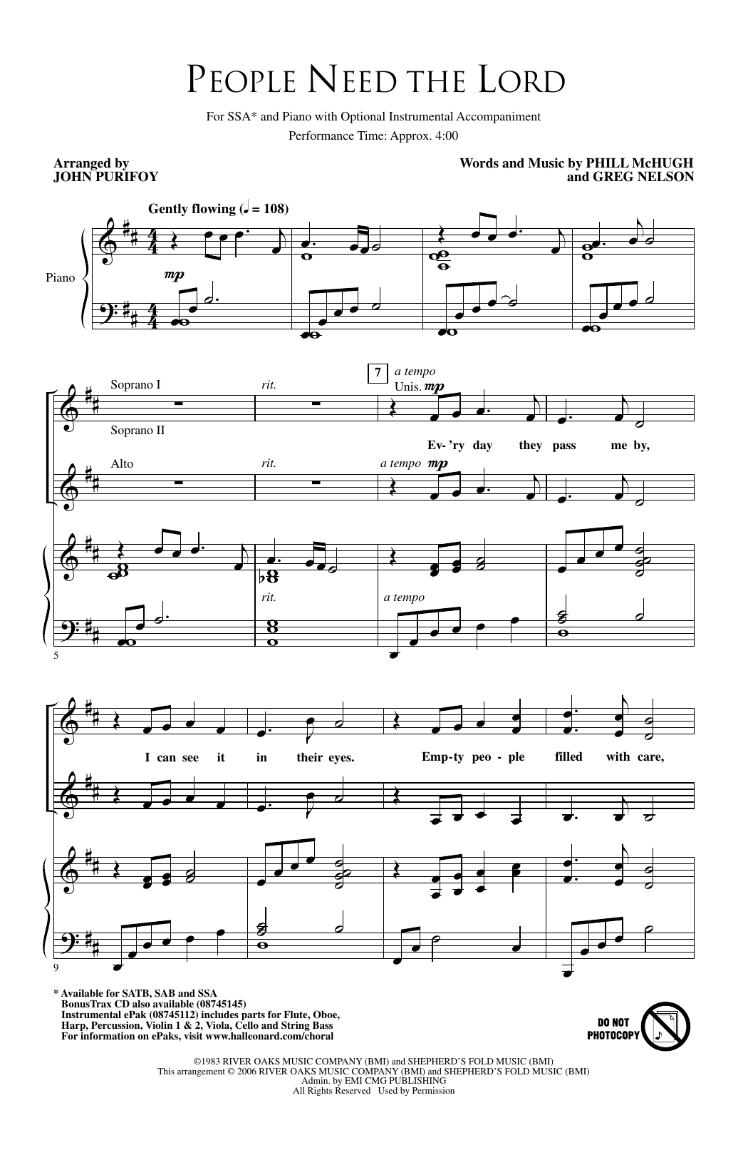 Produktgalerie: Seite 1 von 1 People Need The Lord (arr. John Purifoy), Steve Green, Chor