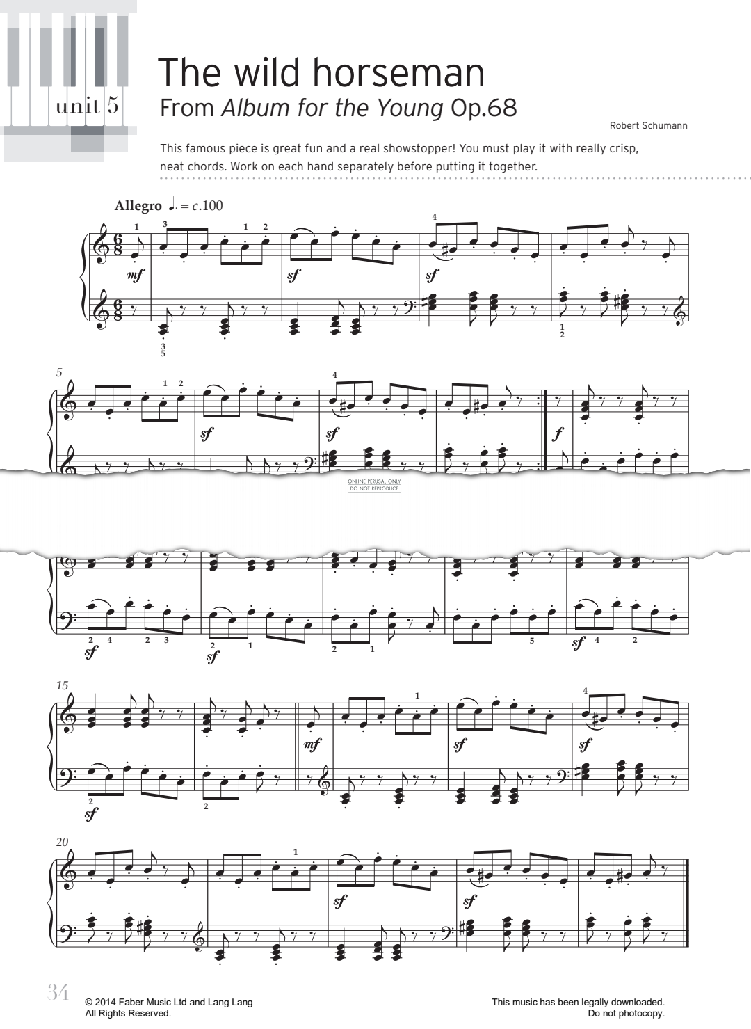 gallery: The Wild Horseman (from ‘Album for the Young Op.68’), Robert Schumann, Klavier