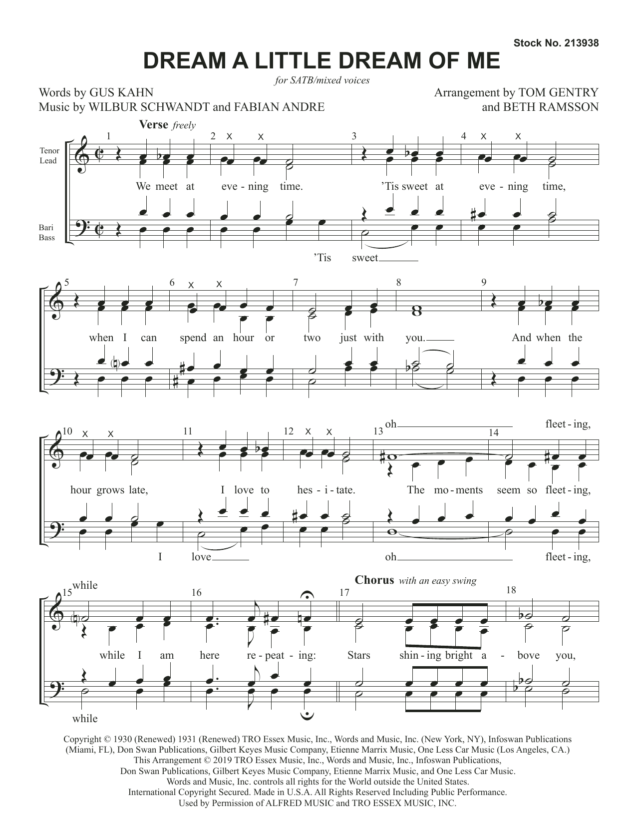 Product picture to: Dream a Little Dream of Me (arr. Tom Gentry and Beth Ramsson)