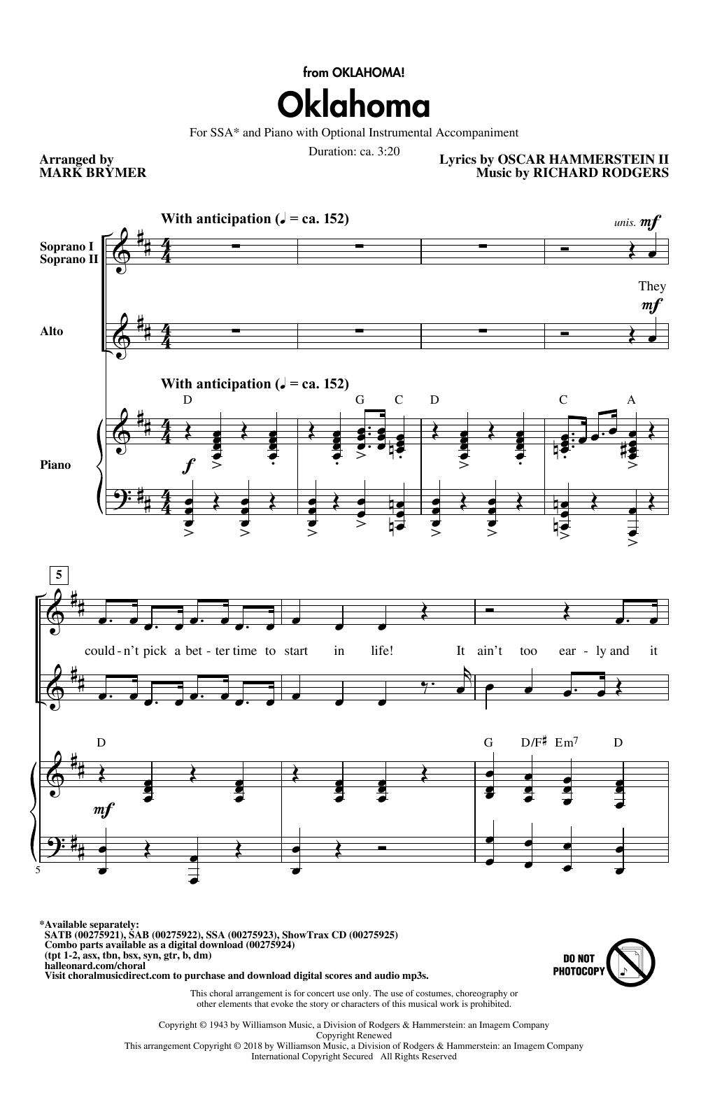 Produktgalerie: Seite 1 von 1 Oklahoma (from Oklahoma!), Mark Brymer, Chor