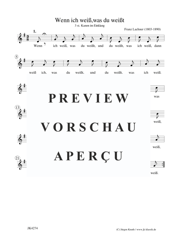 gallery: Wenn ich weiß,was du weißt, , Gemischter Chor 3-stimmig - Kanon im Einklang