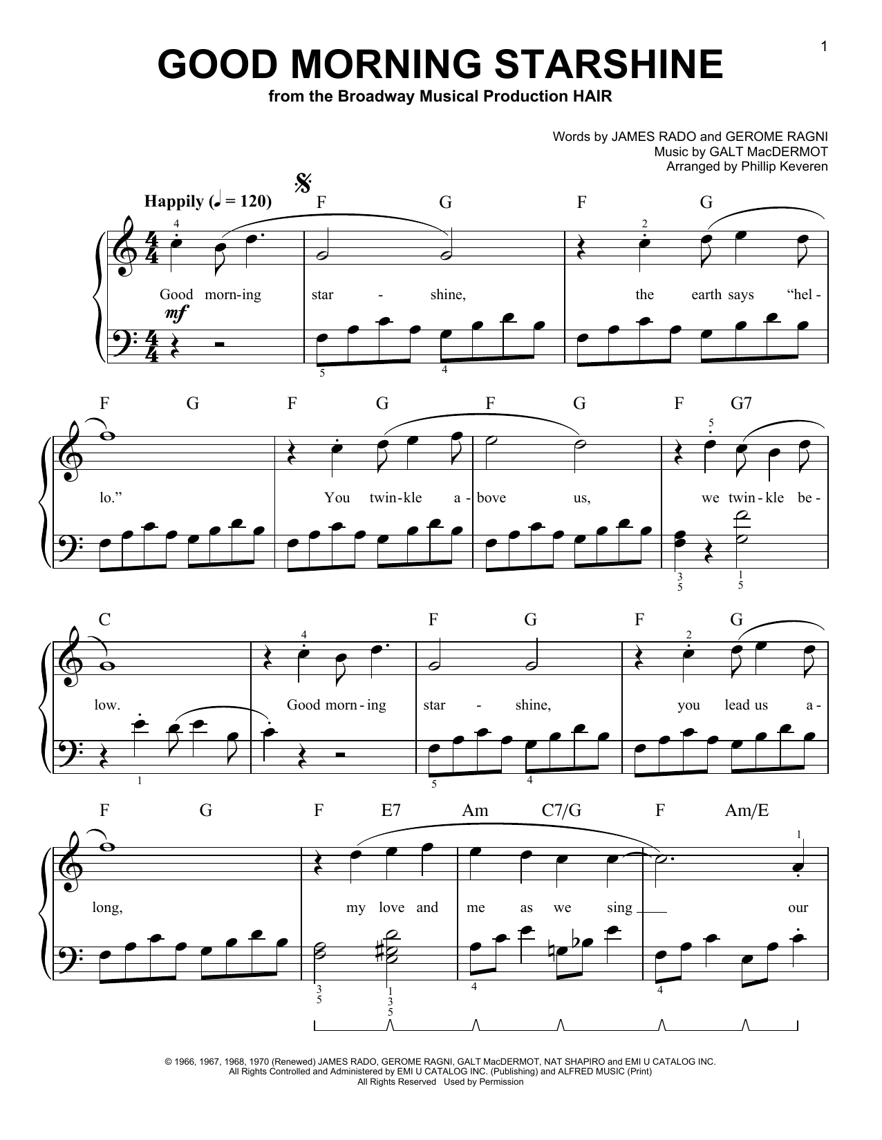 Product picture to: Good Morning Starshine (arr. Phillip Keveren)