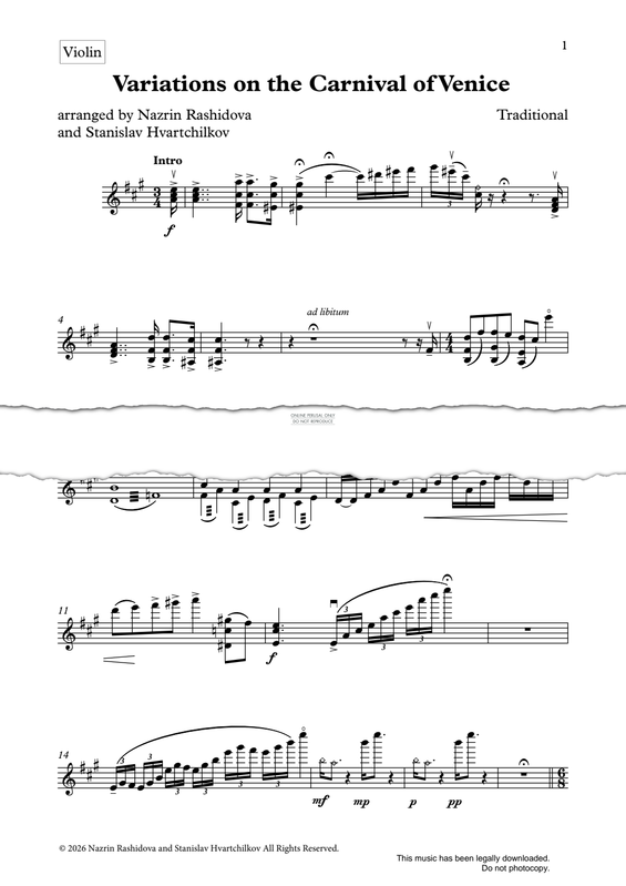 Produktgalerie: Seite 1 von 1 Variations On The Carnival Of Venice, Traditional, Gitarre, Violine