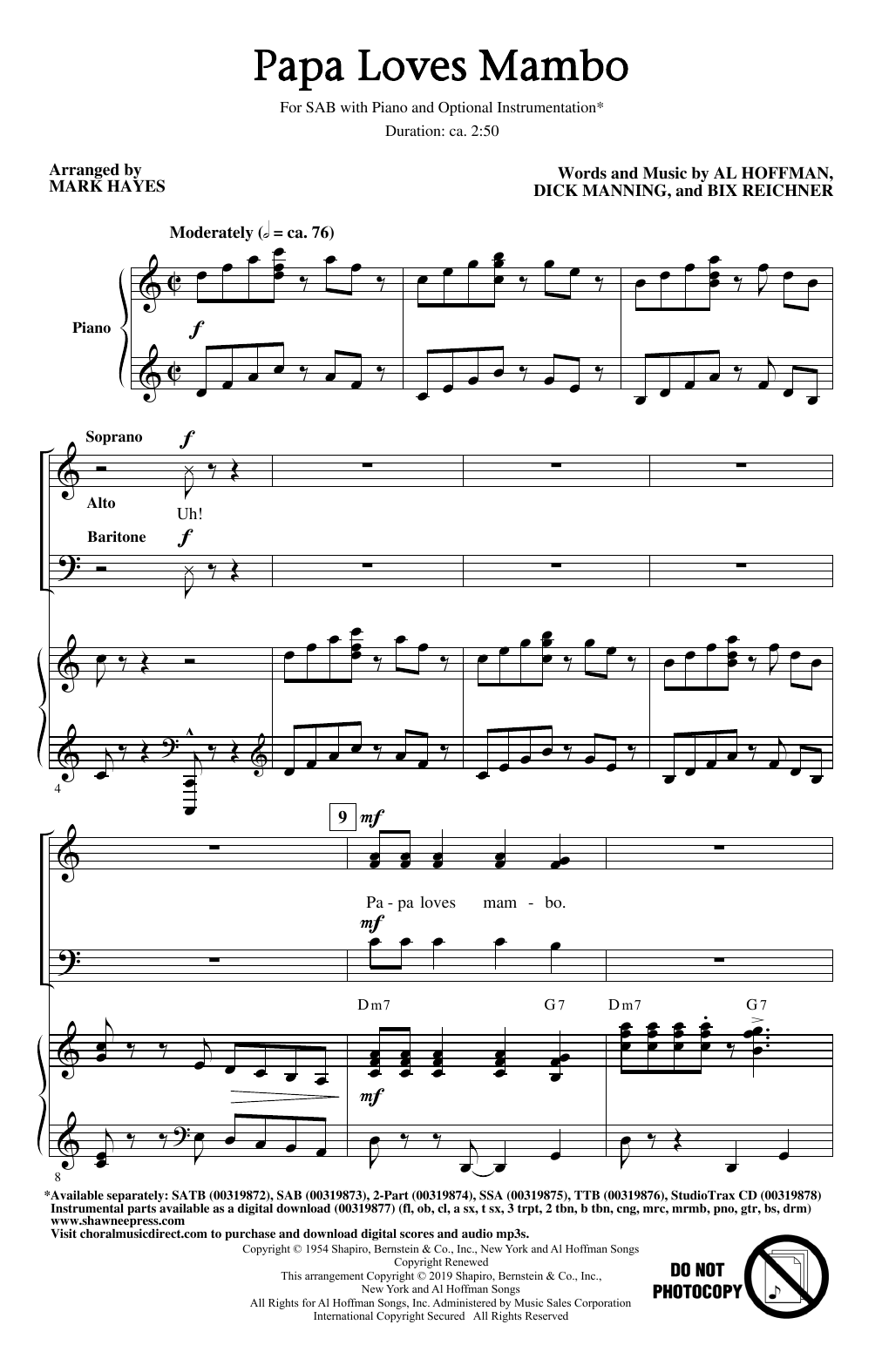 Product picture to: Papa Loves Mambo (arr. Mark Hayes)