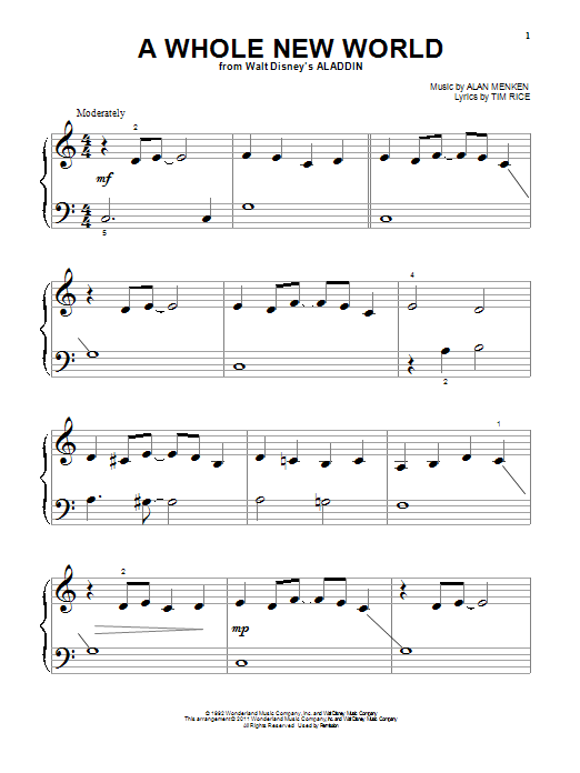 Produktgalerie: Seite 1 von 1 A Whole New World (from Aladdin), Alan Menken & Tim Rice, Klavier