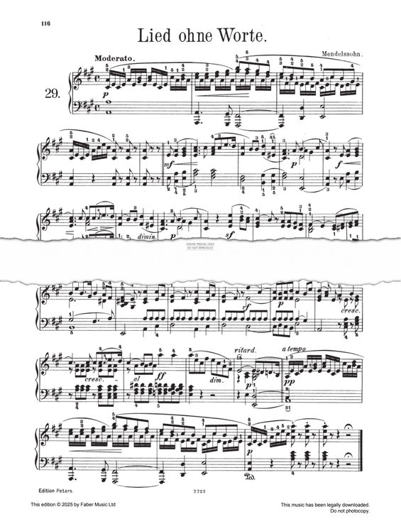 Produktgalerie: Seite 1 von 1 Lied ohne Worte in A major, Felix Mendelssohn, Klavier