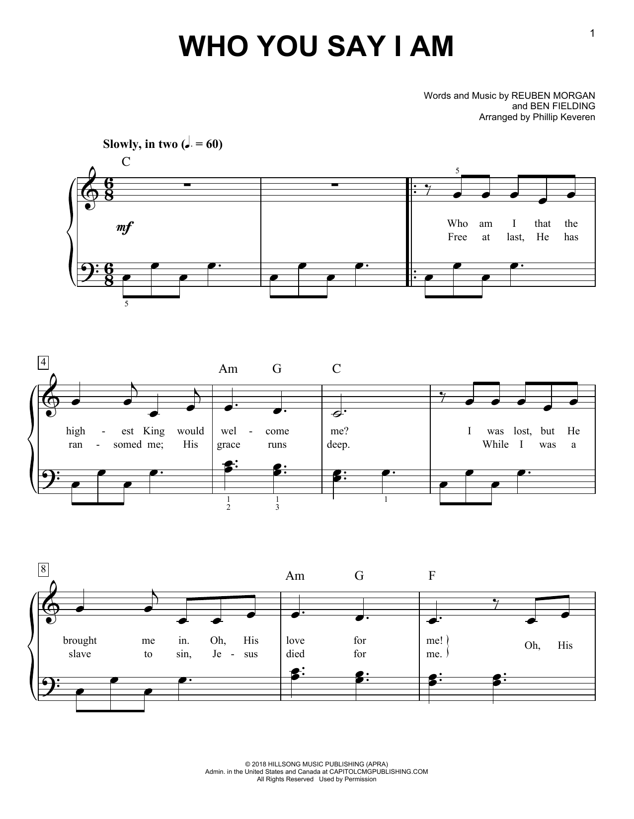 Produktgalerie: Seite 1 von 1 Who You Say I Am (arr. Phillip Keveren), Hillsong Worship, Klavier