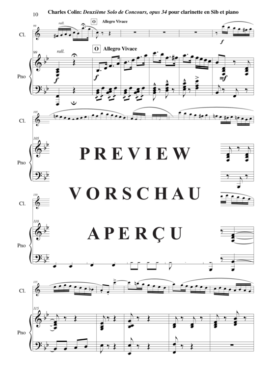 Product gallery: Page 11 of 17 Solo de Concours no. 2, Opus 34 , , (clarinet in Bb + piano)