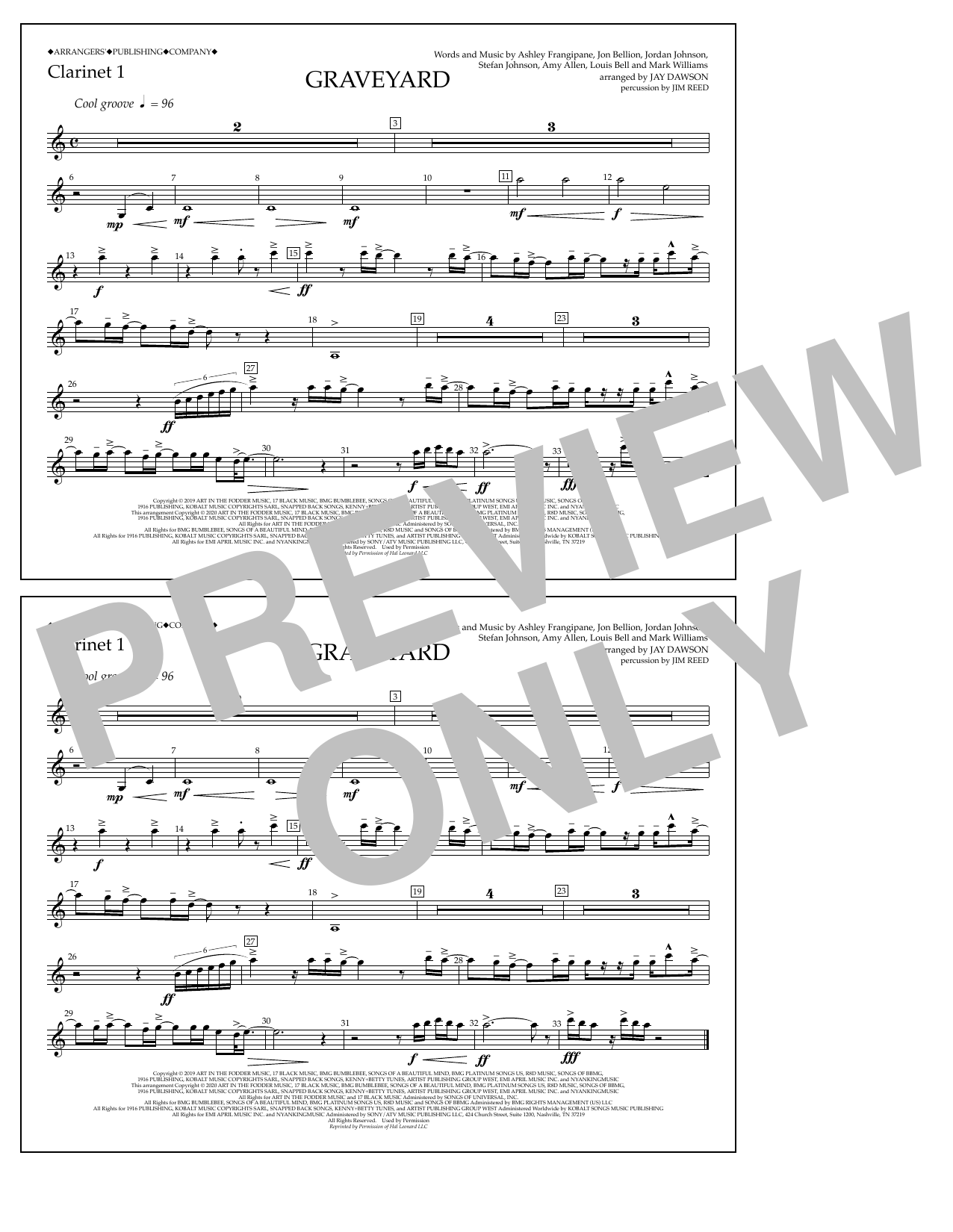 Produktbild zu: Graveyard (arr. Jay Dawson) - Clarinet 1