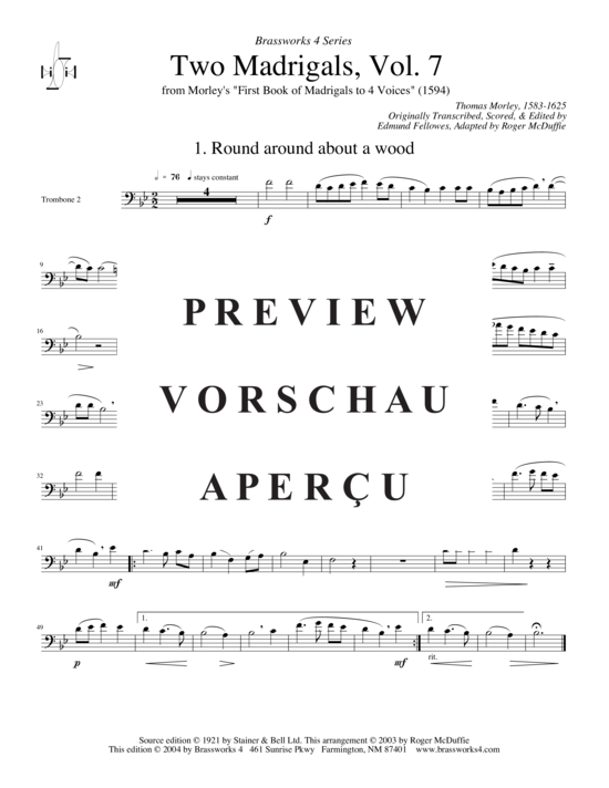 Produktgalerie: Seite 7 von 12 Zwei Madrigale Vol. 7 , , (Posaunen-Quartett)