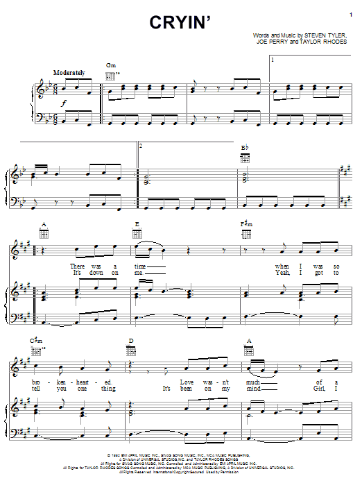 Produktgalerie: Seite 1 von 1 Cryin', Aerosmith, Gesang, Gitarre, Klavier