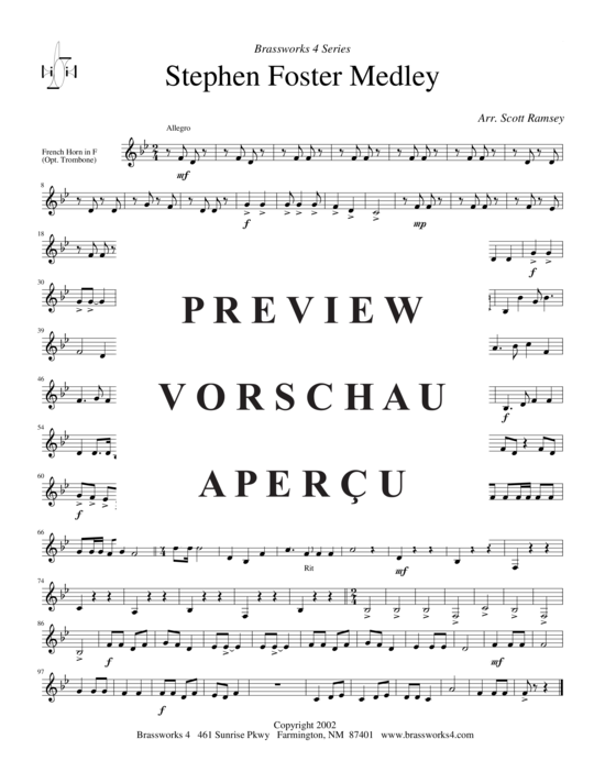 Produktgalerie: Seite 4 von 8 Stephen Foster Medley, , (2xTrompete in B, Horn in F, Posaune)