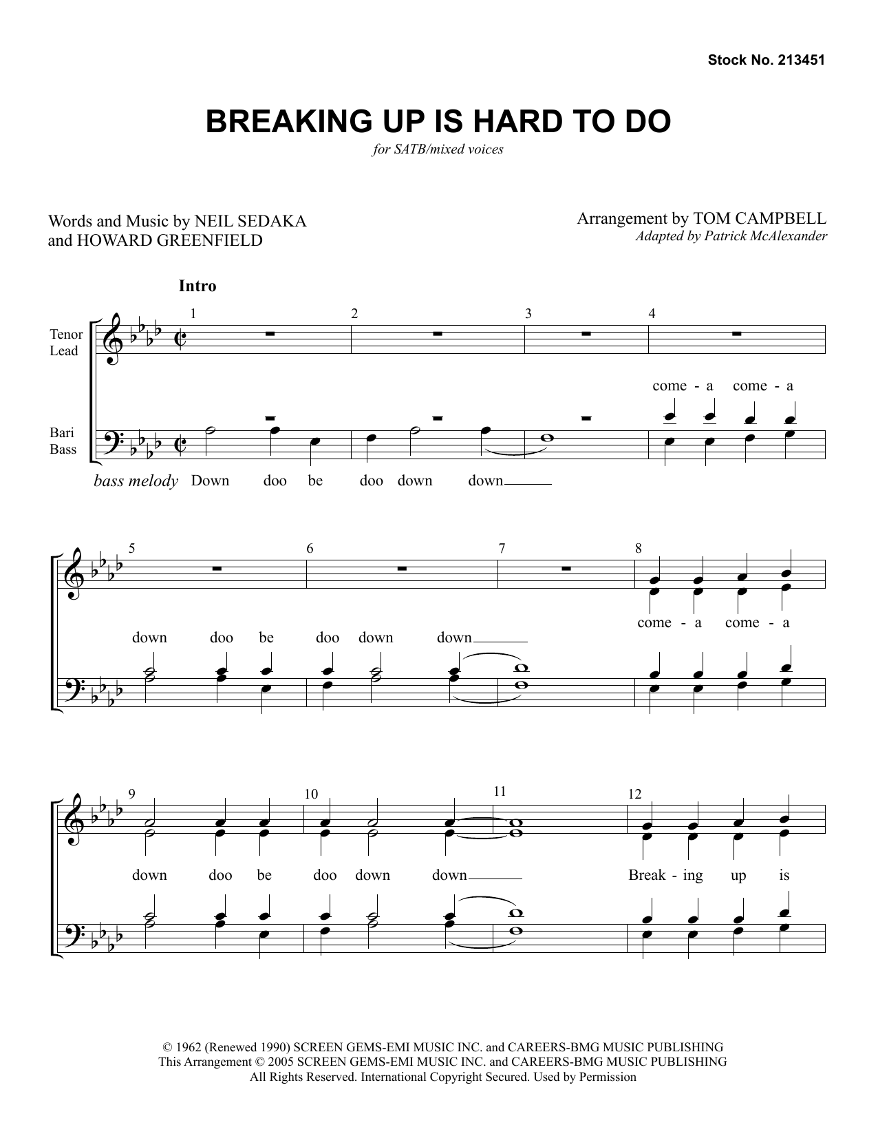 Produktgalerie: Seite 1 von 1 Breaking Up Is Hard To Do (arr. Tom Campbell), Neil Sedaka, Chor