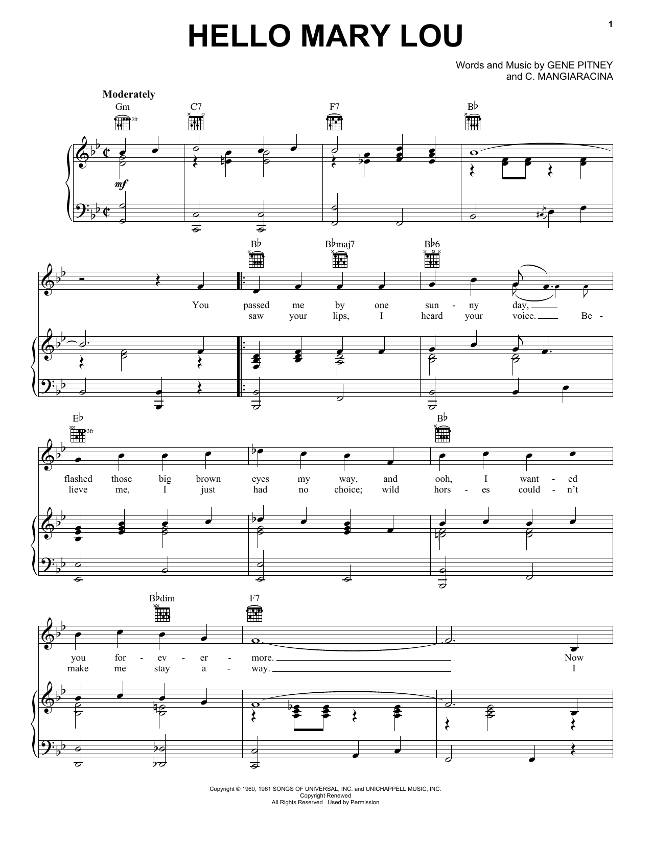 Produktgalerie: Seite 1 von 1 Hello Mary Lou, Ricky Nelson, Gesang, Gitarre, Klavier
