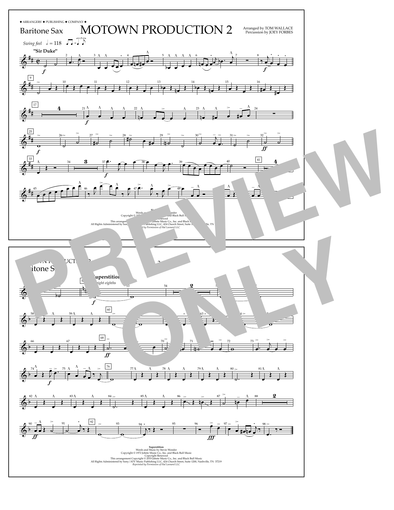 Produktbild zu: Motown Production 2 (arr. Tom Wallace) - Baritone Sax