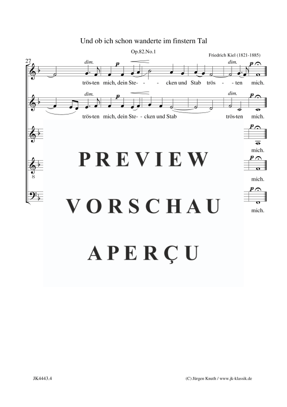 Produktgalerie: Seite 5 von 5 Und ob ich schon wanderte im finstern Tal, Op.82.No.1, , Gemischter Chor 5-stimmig SSATB