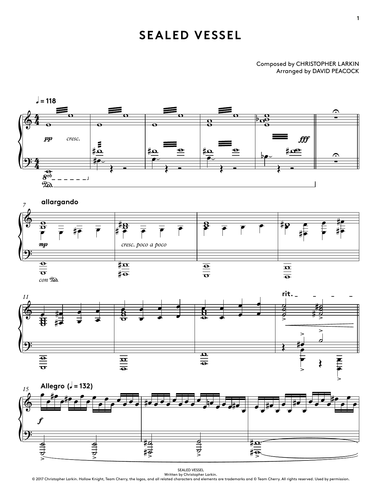 Product gallery: Page 1 of 1 Sealed Vessel (from Hollow Knight Piano Collections) (arr. David Peacock), Augustine Mayuga Gonzales
