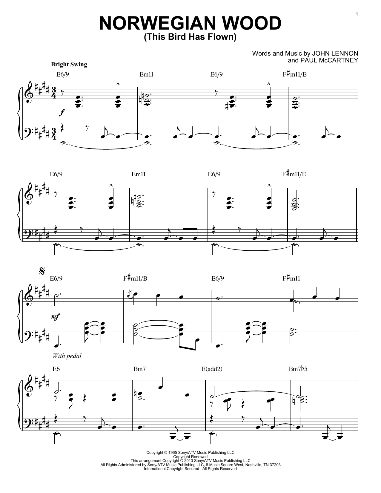 Product gallery: Page 1 of 1 Norwegian Wood (This Bird Has Flown) [Jazz version] (arr. Brent Edstrom), The Beatles