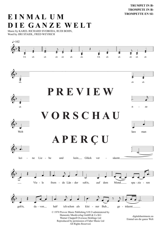 Produktgalerie: Seite 2 von 4 Einmal Um Die Ganze Welt , Gott, Karel, Trompete in B